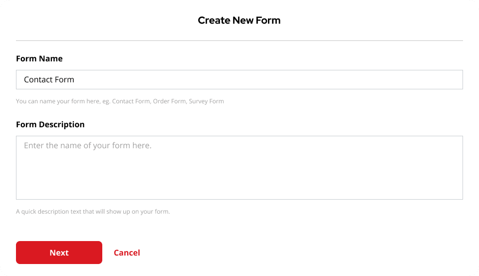 Create new form